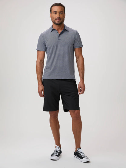 Navy + White Striped Performance Cool Polo