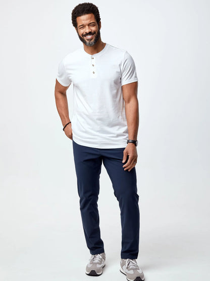 White Short Sleeve Henley